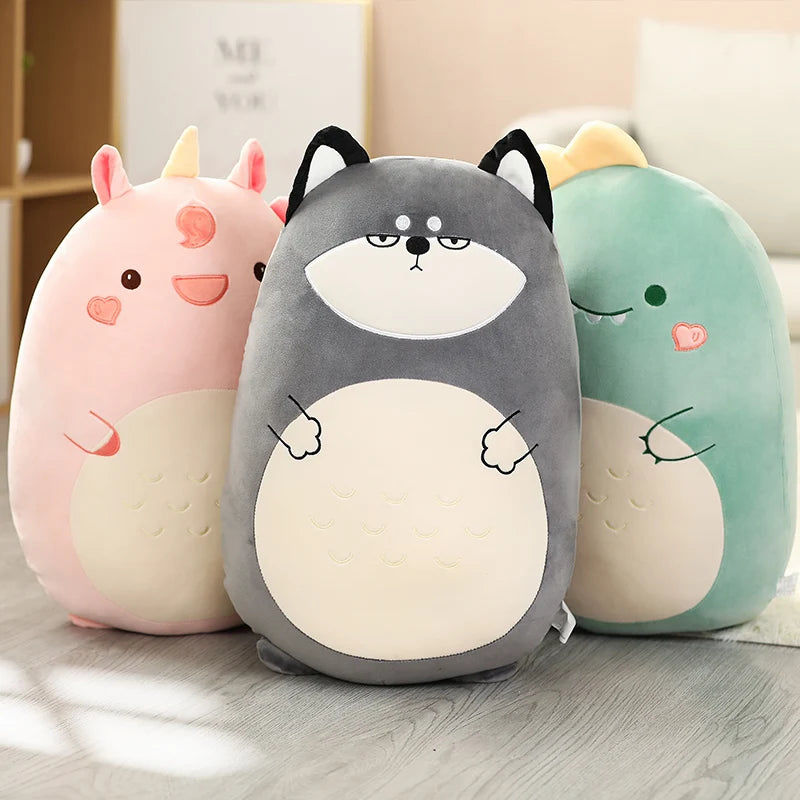 45/60CM Squishy Toy Kawaii Animal Fat Dinosaur Shiba Inu Dog Pillow Plush Toys Cute Rabbit Doll Girls Bed Sleeping Cushion