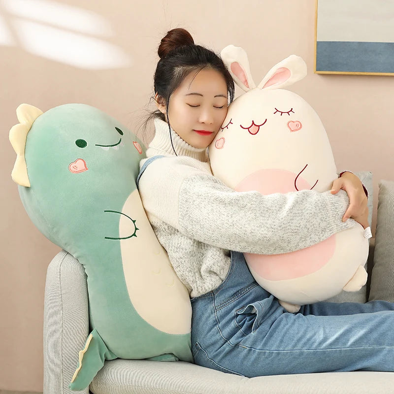 45/60CM Squishy Toy Kawaii Animal Fat Dinosaur Shiba Inu Dog Pillow Plush Toys Cute Rabbit Doll Girls Bed Sleeping Cushion