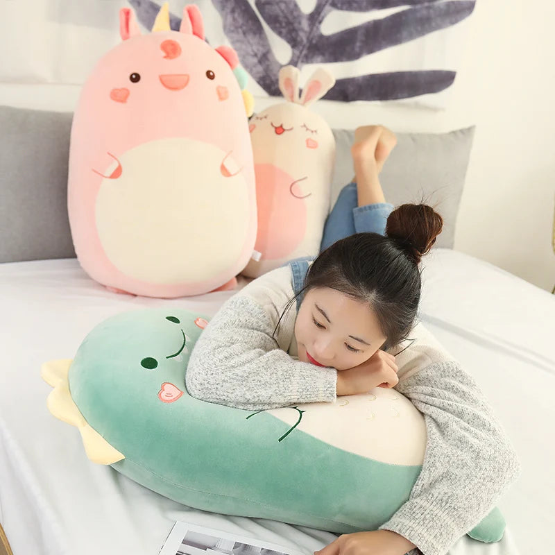 45/60CM Squishy Toy Kawaii Animal Fat Dinosaur Shiba Inu Dog Pillow Plush Toys Cute Rabbit Doll Girls Bed Sleeping Cushion