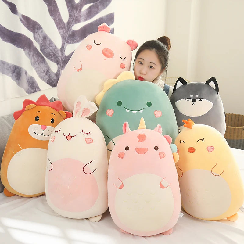 45/60CM Squishy Toy Kawaii Animal Fat Dinosaur Shiba Inu Dog Pillow Plush Toys Cute Rabbit Doll Girls Bed Sleeping Cushion