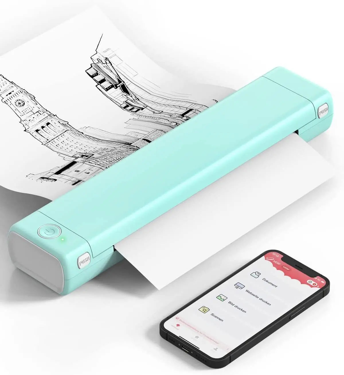 Mini Phomemo M08F Portable Printer Bluetuth Thermal Printer Compatible with Android, iOS & Laptop Portable Wireless A4 Printers