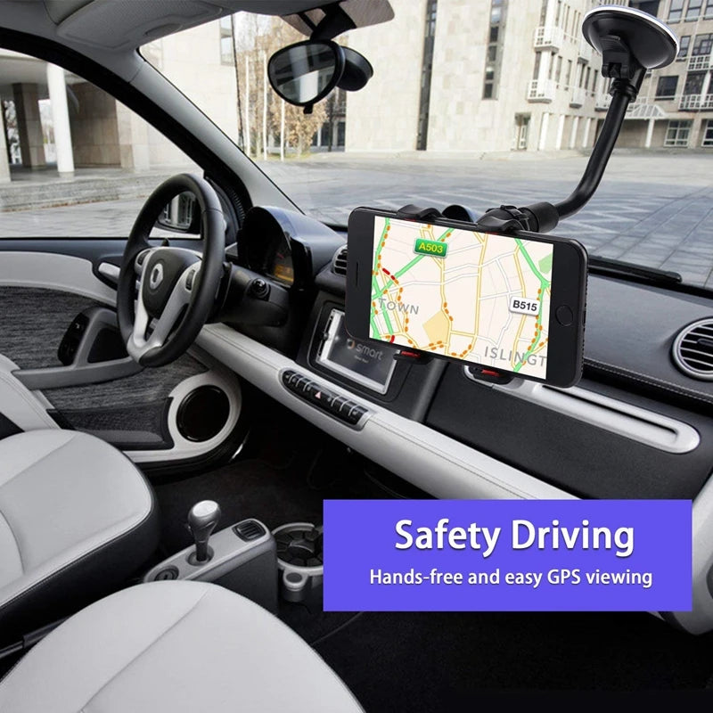 Car Phone Holder 360 Degree Rotate Mobile Phone Stand Car Mount For iphone 11 Pro XS X Windshield Long Arm Clip Phone Car Holder