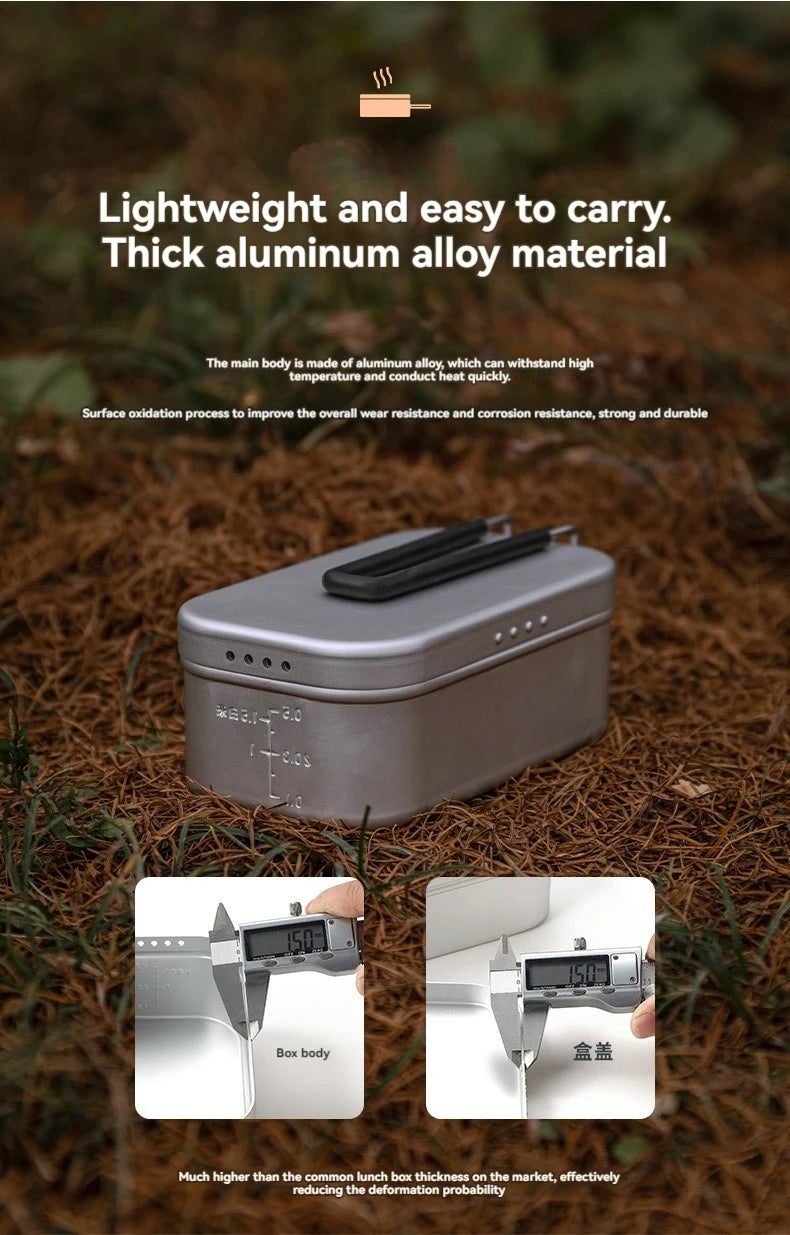 CAMPINGMOON Aluminum Oxide Portable Lunch Box, Open Flame Heated Outdoor Picnic Camping Lunch Box, Aluminum Lunch Box