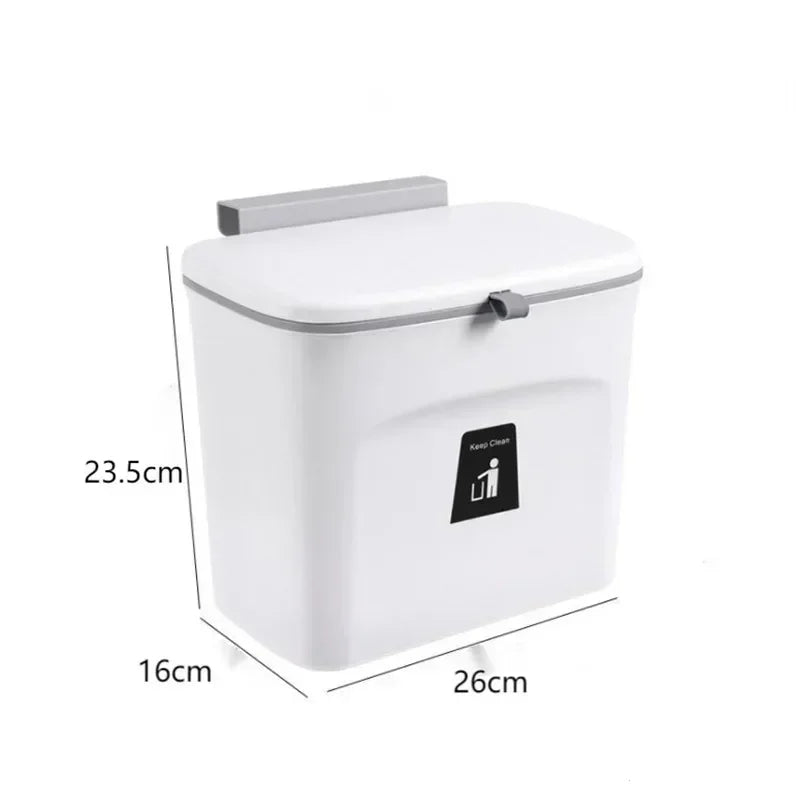 9L/12L DIY Cream-Colored Wall-mounted Kitchen Trash Can with Lid for Food Waste and Bathroom No Bending High Appearance Level