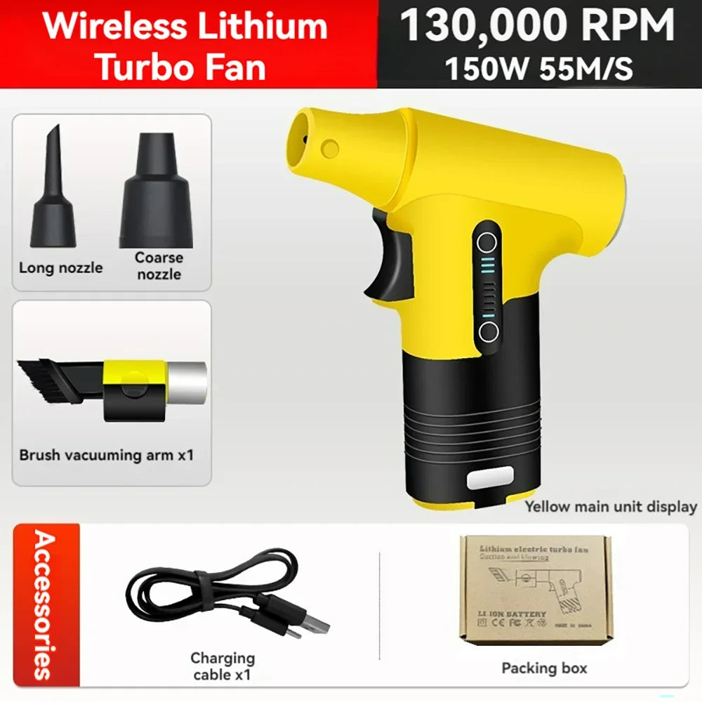 130000RPM Handheld Turbo Fan Violent Blower Powerful Fast Small Fan Rechargeable Portable High Speed Blower Fan Turbo Jet Blower