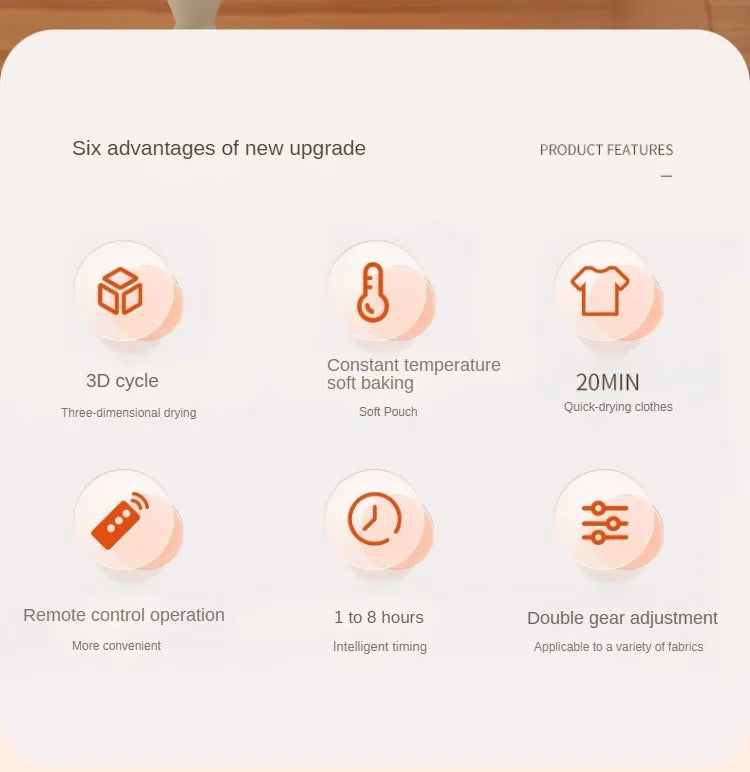 220V Foldable Compact Clothes Drying Machine with Smart Quick-dry Technology Baby Clothes Disinfection Dryer for Home Use