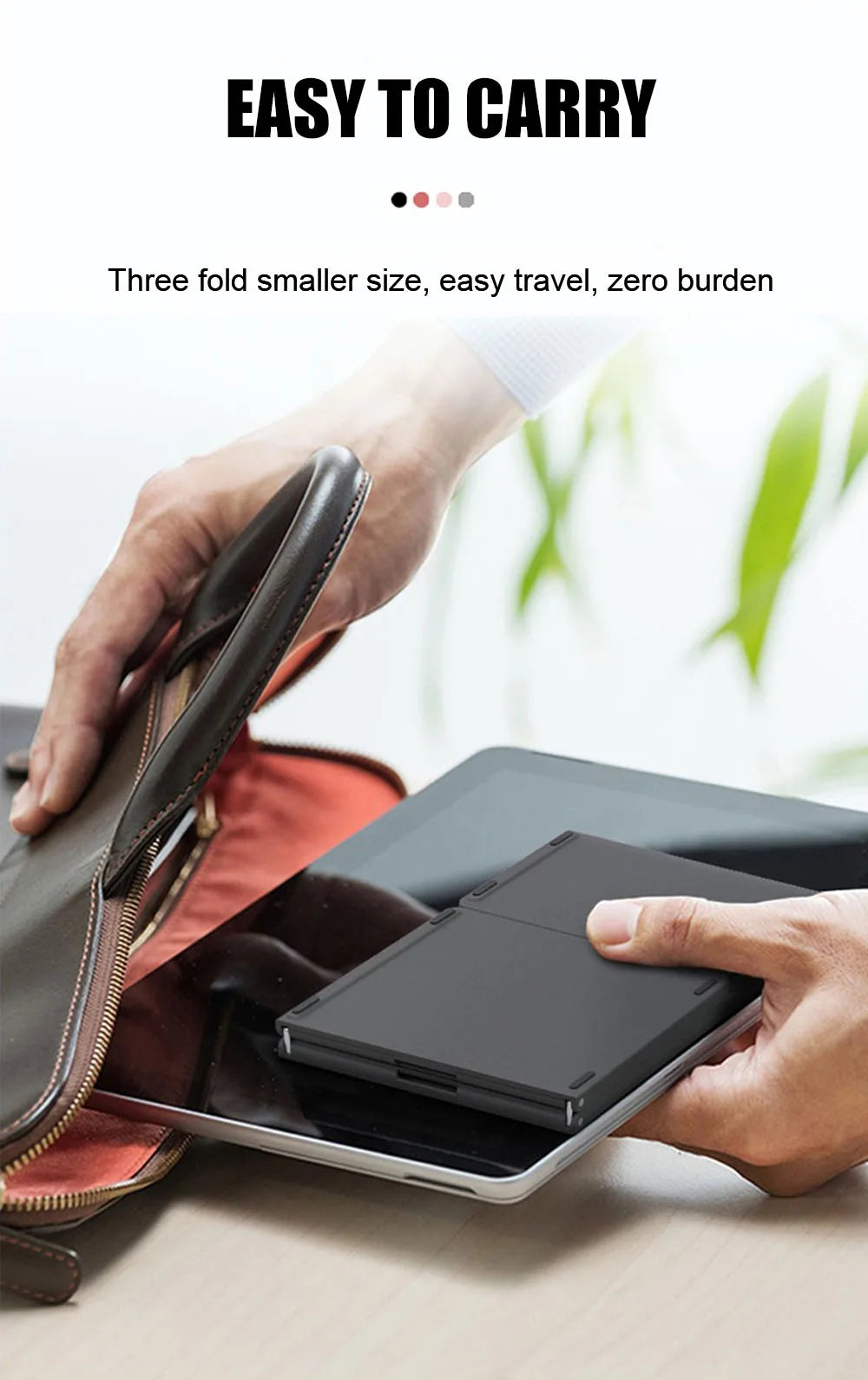 B033 Mini Wireless Keyboard Bluetooth Touchpad Portable Magnetic Triple Folding Keyboard for Windows Android IOS iPad Phone