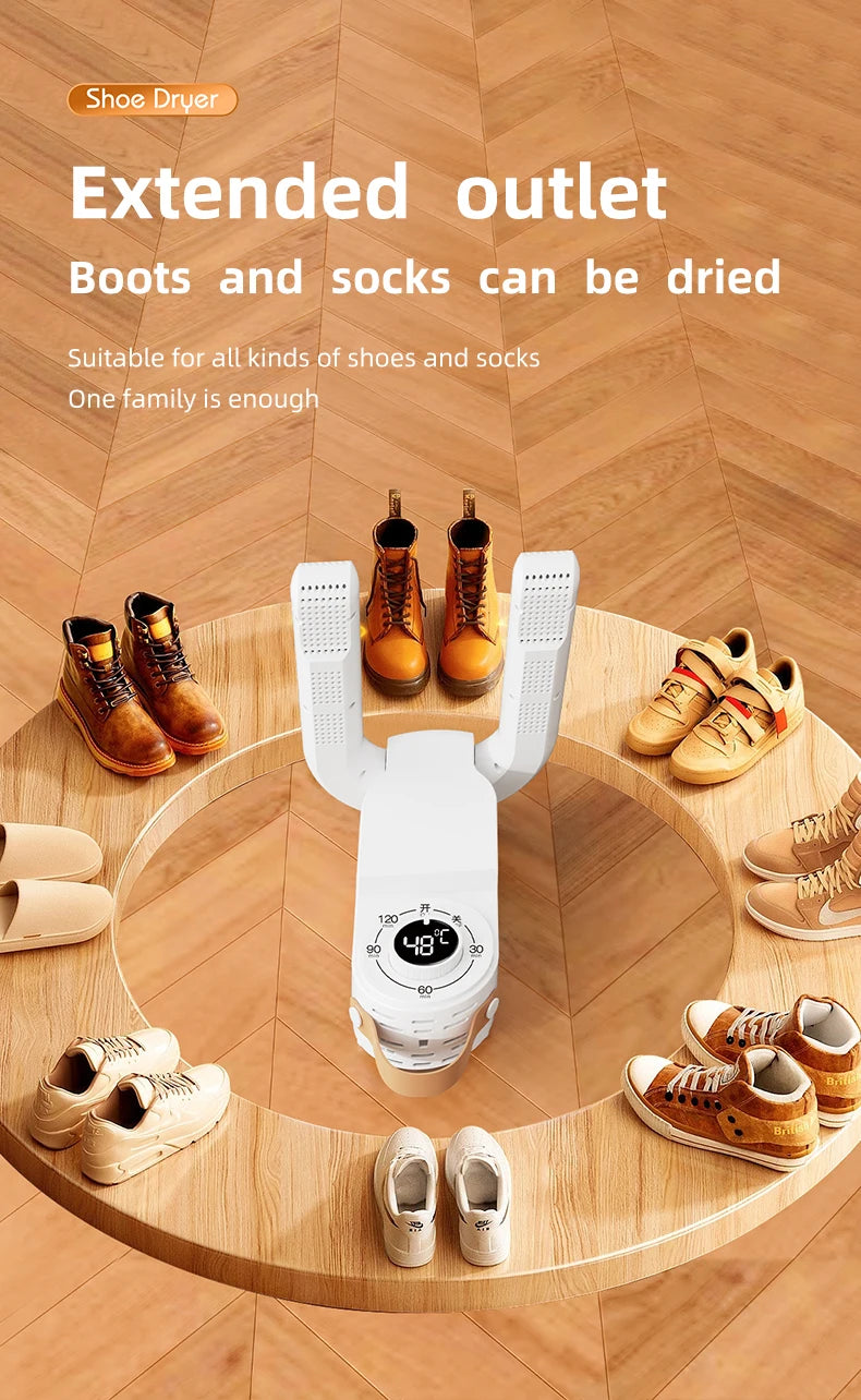 Portable Electric Shoe Dryer Adjustable Shoe and Boot Dryer With Intelligent Timer Foldable Shoe and Boot Dryer Shoe Drying Mach