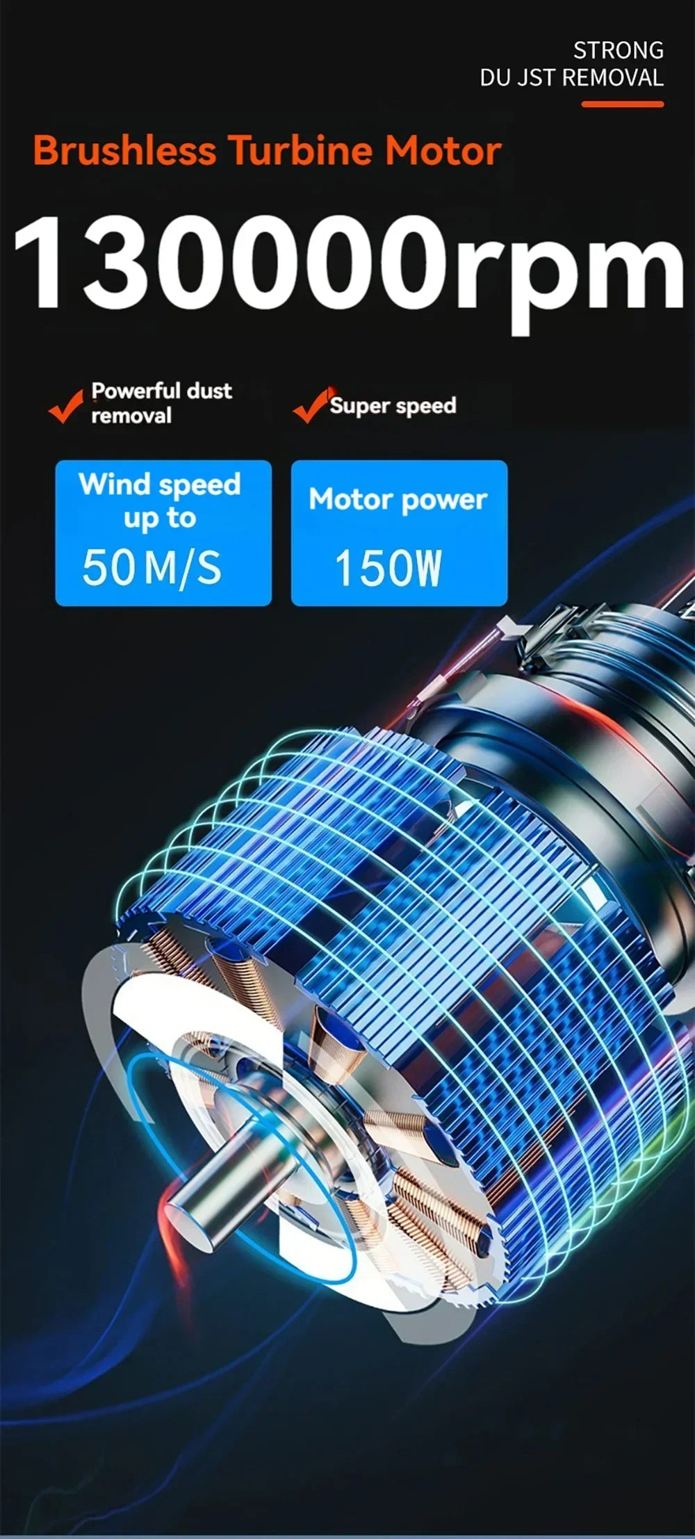 130000RPM Handheld Turbo Fan Violent Blower Powerful Fast Small Fan Rechargeable Portable High Speed Blower Fan Turbo Jet Blower