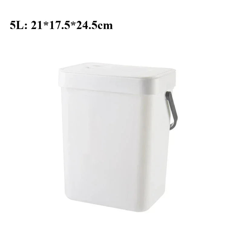 9L/12L DIY Cream-Colored Wall-mounted Kitchen Trash Can with Lid for Food Waste and Bathroom No Bending High Appearance Level