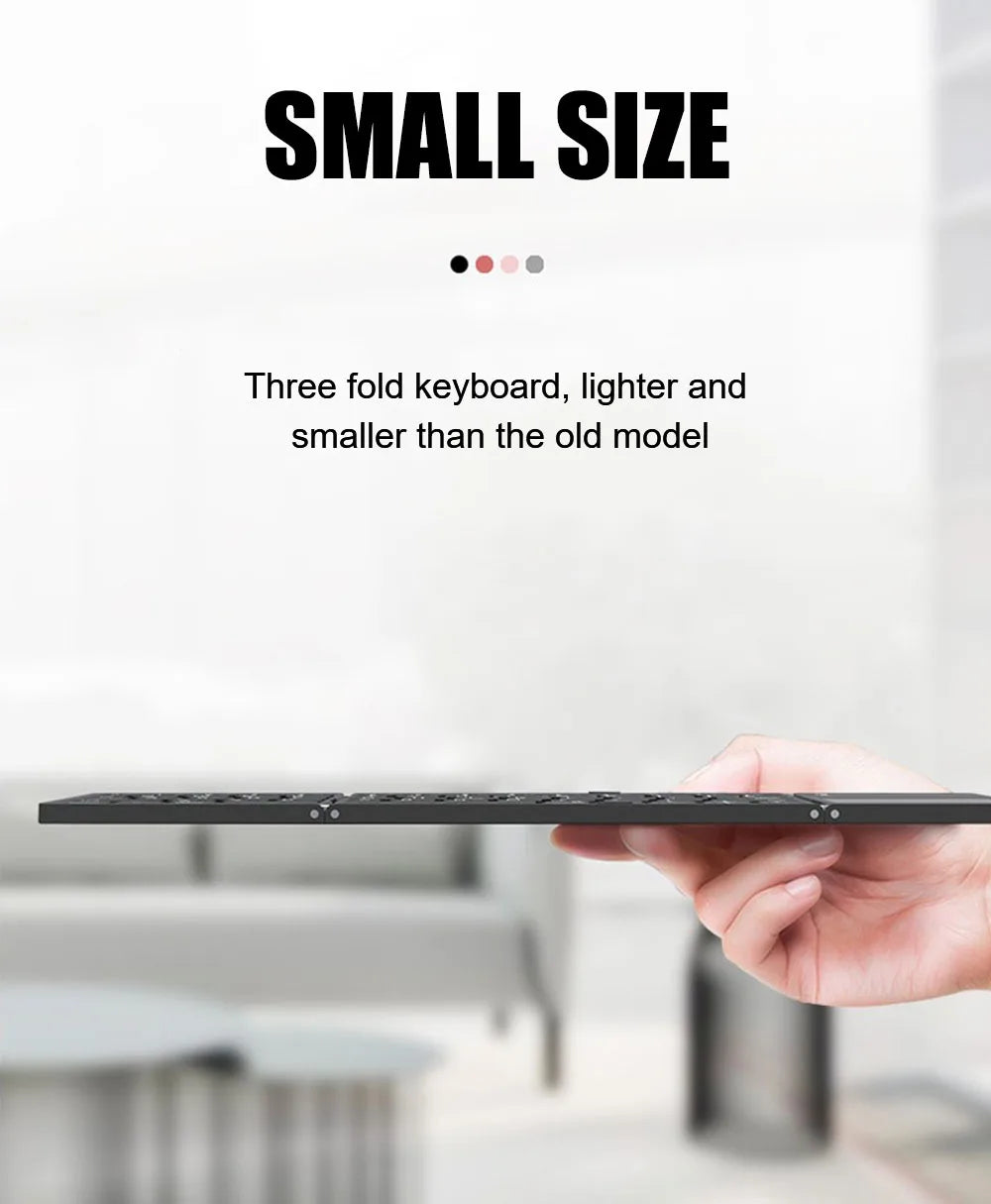 B033 Mini Wireless Keyboard Bluetooth Touchpad Portable Magnetic Triple Folding Keyboard for Windows Android IOS iPad Phone