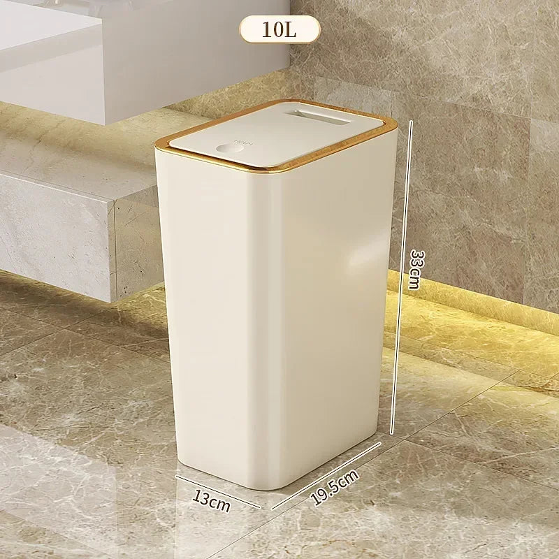 9L/12L DIY Cream-Colored Wall-mounted Kitchen Trash Can with Lid for Food Waste and Bathroom No Bending High Appearance Level