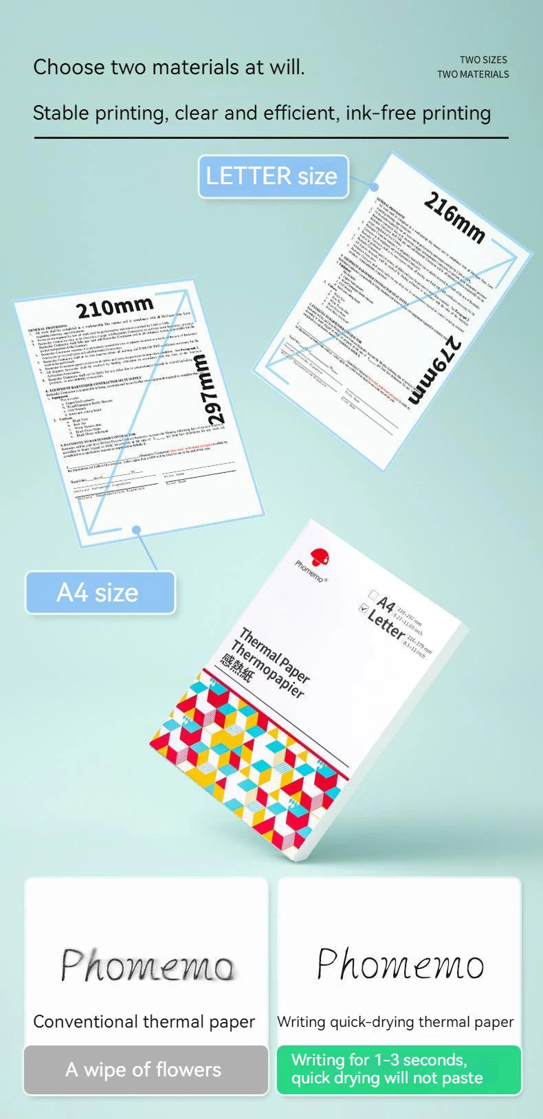 Mini Phomemo M08F Portable Printer Bluetuth Thermal Printer Compatible with Android, iOS & Laptop Portable Wireless A4 Printers