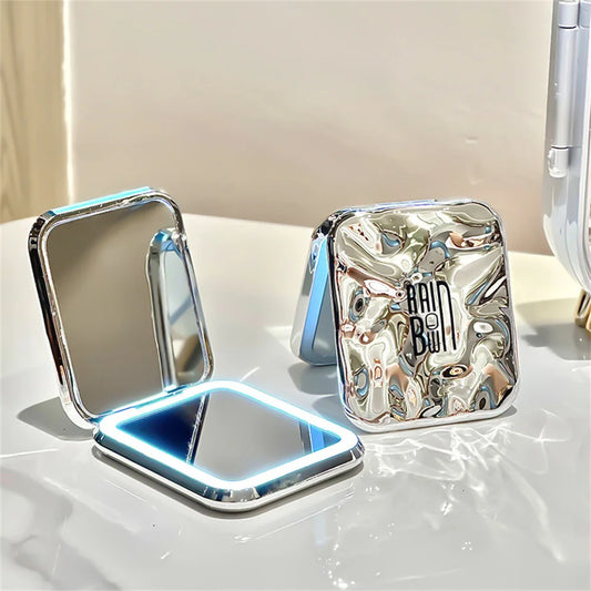 Led Make Up Mirror With Light Small Pocket Folding Cosmetic Mirror Portable Travel  Dressing Mirrors Desktop Handheld Mirror