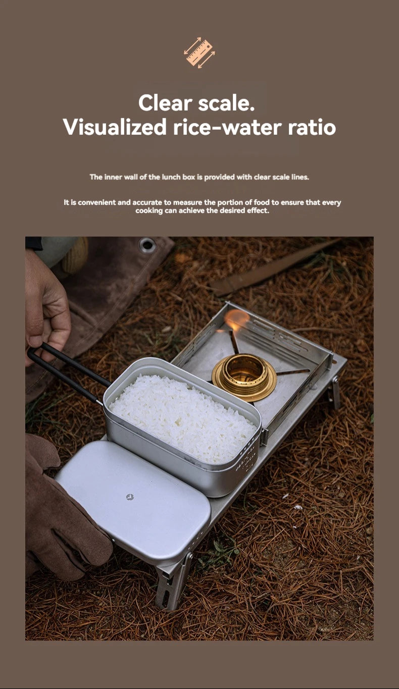 CAMPINGMOON Aluminum Oxide Portable Lunch Box, Open Flame Heated Outdoor Picnic Camping Lunch Box, Aluminum Lunch Box