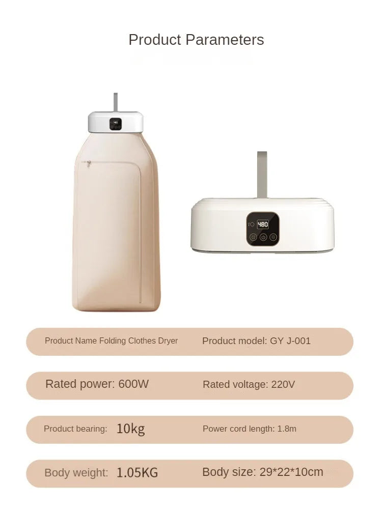 220V Foldable Compact Clothes Drying Machine with Smart Quick-dry Technology Baby Clothes Disinfection Dryer for Home Use