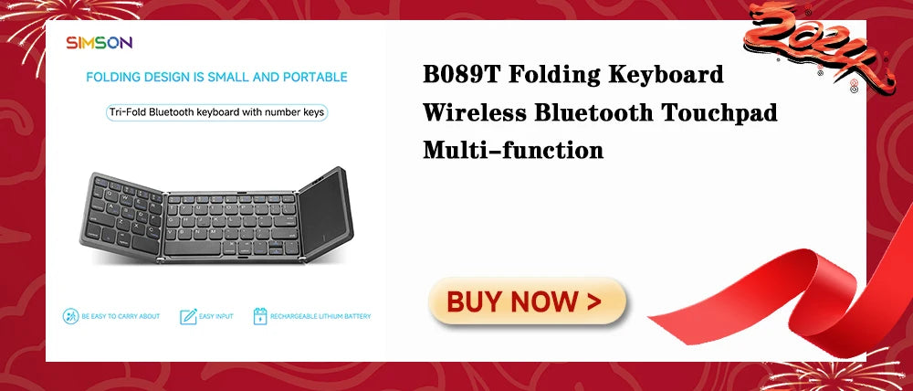 B033 Mini Wireless Keyboard Bluetooth Touchpad Portable Magnetic Triple Folding Keyboard for Windows Android IOS iPad Phone