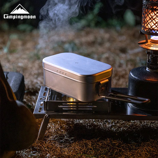 CAMPINGMOON Aluminum Oxide Portable Lunch Box, Open Flame Heated Outdoor Picnic Camping Lunch Box, Aluminum Lunch Box