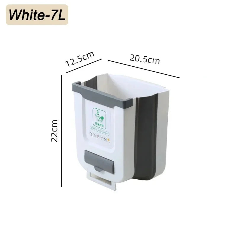 7L/10L Collapsible Trash Can Wall Mounted Slim Trash Can with Trash Bag Container Plastic Hanging Trash Can for Kitchen Bathroom