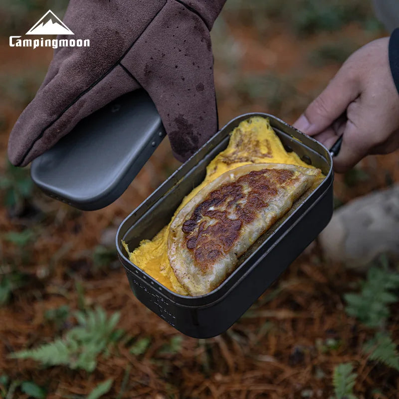 CAMPINGMOON Aluminum Oxide Portable Lunch Box, Open Flame Heated Outdoor Picnic Camping Lunch Box, Aluminum Lunch Box