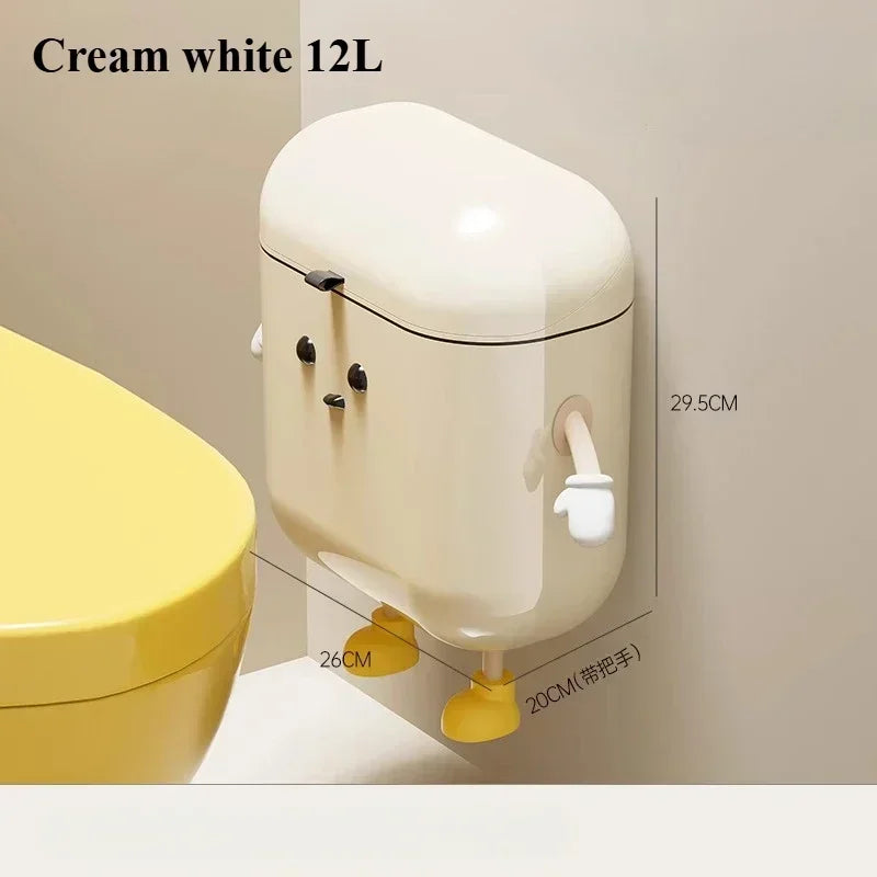 9L/12L DIY Cream-Colored Wall-mounted Kitchen Trash Can with Lid for Food Waste and Bathroom No Bending High Appearance Level