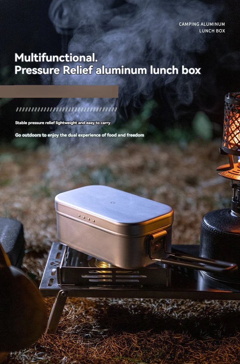 CAMPINGMOON Aluminum Oxide Portable Lunch Box, Open Flame Heated Outdoor Picnic Camping Lunch Box, Aluminum Lunch Box