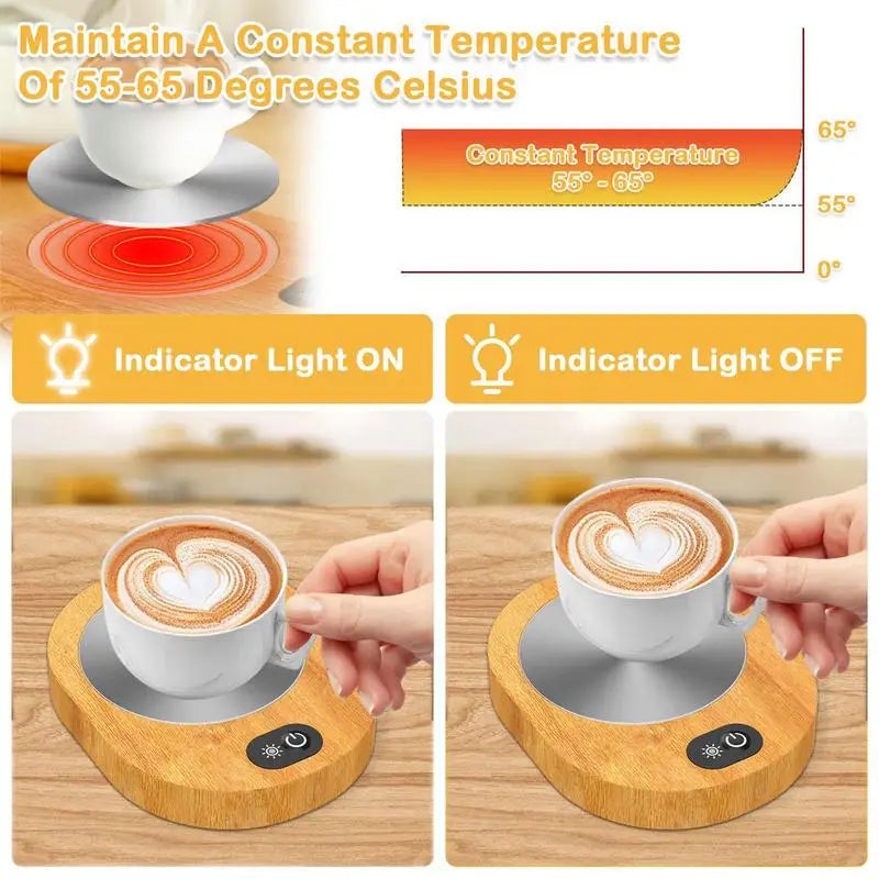 55-65C Cup Heater Mug Warmer Hot Tea Makers Smart Warmer Coaster USB Rechargeable Cup Heaters Coffee Milk Tea Heating Pad
