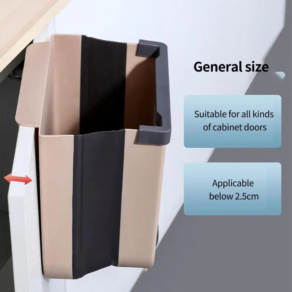 7L/10L Collapsible Trash Can Wall Mounted Slim Trash Can with Trash Bag Container Plastic Hanging Trash Can for Kitchen Bathroom