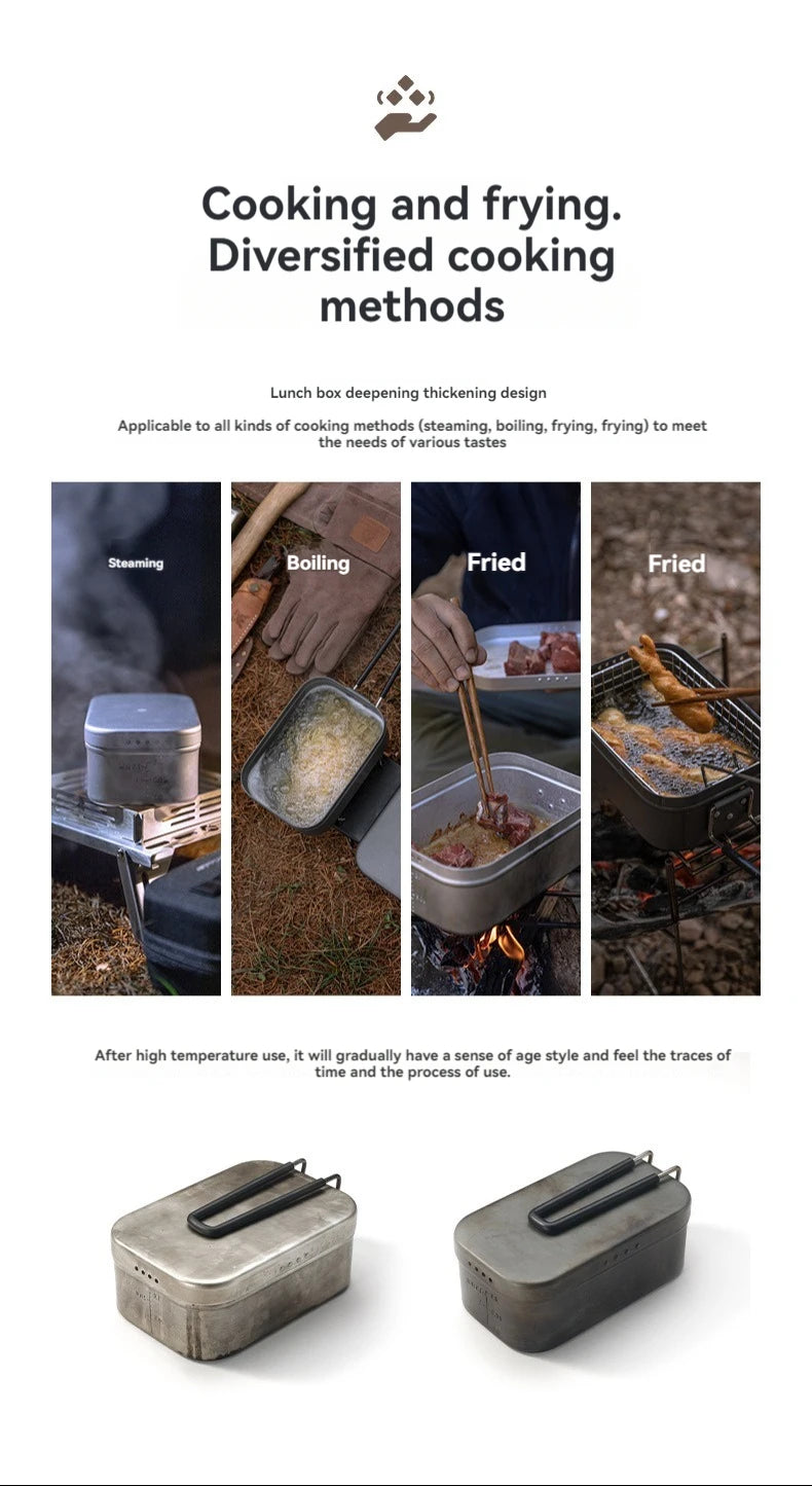 CAMPINGMOON Aluminum Oxide Portable Lunch Box, Open Flame Heated Outdoor Picnic Camping Lunch Box, Aluminum Lunch Box