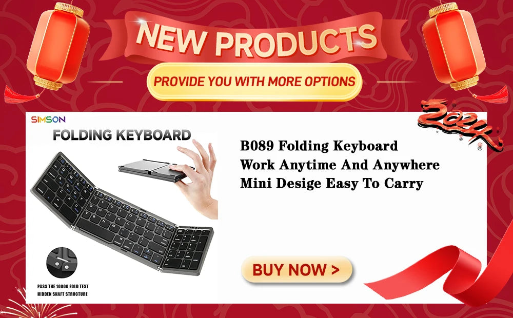 B033 Mini Wireless Keyboard Bluetooth Touchpad Portable Magnetic Triple Folding Keyboard for Windows Android IOS iPad Phone